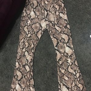 High-waisted flare snakeskin leggings